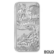 2023 Silver 1 oz Australia Perth Rectangular Dragon BU Coin Bar