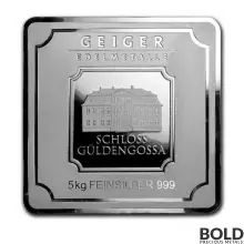 Silver 5 Kilo Geiger Edelmetalle Square Bar (Original)
