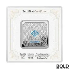 Silver 50 Gram Geiger Edelmetalle Square Bar (Original)