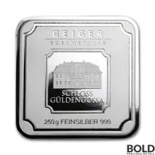 Silver 250 Gram Geiger Edelmetalle Square Bar (Original)