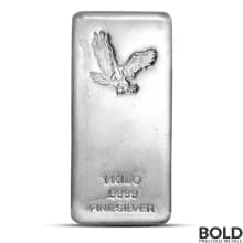 1 Kilo Eagle Silver Bar (Poured, CNT Minting)