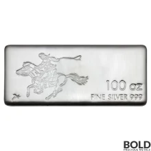 Silver 100 oz SilverTowne Pony Express Cast Bar