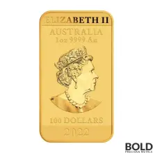 2022 Australia Perth Rectangular Dragon 1 oz Gold BU