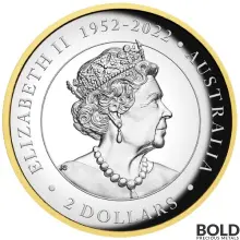 2023 Silver 2 oz Perth Australia Kookaburra Proof HR Gilded Coin