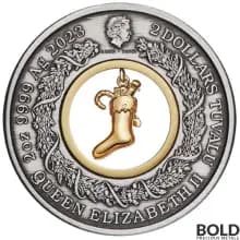 2023 2 oz Perth The Night Before Christmas Antiqued Silver Coin (Color)