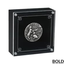 2023 Perth Silver 2 oz Lunar Rabbit Antiqued