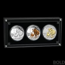 2021 Perth Lunar Year of the Ox 1 oz Silver Trio 3-Coin Set