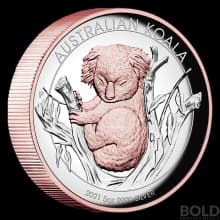 2021 Perth Koala 5 oz Silver Proof HR Gilded (Rose Gold)