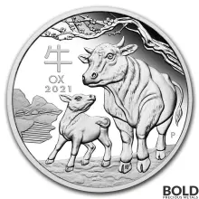 2021 Silver Australia Perth Lunar Year of the Ox Proof - 1/2 oz
