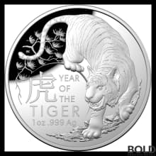 2022 Australian Year of the Tiger 1 oz Silver Proof Domed Coin