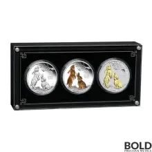 2023 Perth 1 oz Silver Lunar Year of the Rabbit 1 oz Trio 3-Coin Set