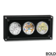 2024 3 oz Perth Lunar Dragon Trio Gilded Silver Coin (Presentation Case)