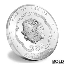 2021 Bhutan Lunar Year of the Ox Silver Proof 5 oz