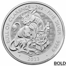 2023 Silver 2 oz Great Britain Tudor Beasts: Bull of Clarence BU Coin