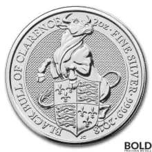 2018 Silver Great Britain Queen's Beasts (The Black Bull of Clarence) - 2 oz-Impaired