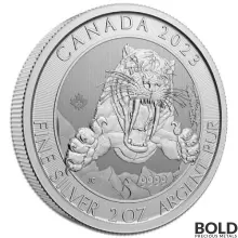 2023 Silver 2 oz Canada Ice Age Sabre-Tooth Cat BU