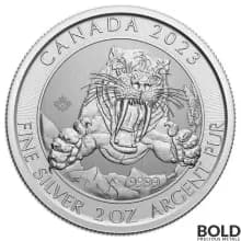 2023 Silver 2 oz Canada Ice Age Sabre-Tooth Cat BU