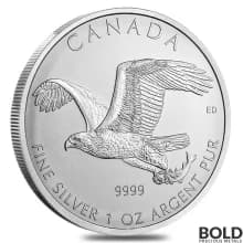 2014 Silver Canadian Birds of Prey Bald Eagle - 1 oz-Impaired
