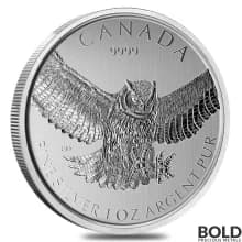 2015 Silver Canadian Birds of Prey Great Horned Owl - 1 oz-Impaired