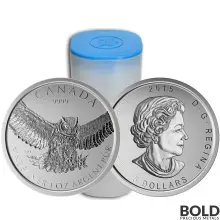2015 Silver Canadian Birds of Prey Great Horned Owl - 1 oz-Impaired