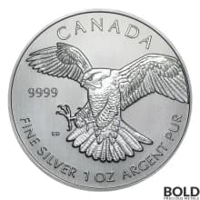 2014 Silver Canadian Birds of Prey Peregrine Falcon - 1 oz-Impaired