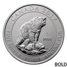 2017 Silver 1.5 oz Canada Grizzly Bear