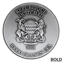 2021 Chad Dragon King: Azure Dragon 2 oz Silver HR Antiqued