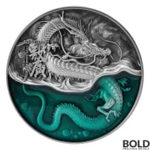 2021 Chad Dragon King: Azure Dragon 2 oz Silver HR Antiqued
