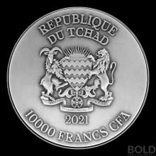 2021 Chad Dragon King: Black Dragon 2 oz Silver HR Antiqued