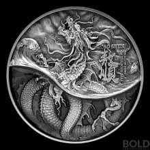2021 Chad Dragon King: Black Dragon 2 oz Silver HR Antiqued