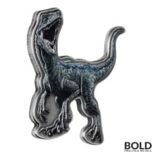 2021 Niue Jurassic World Velociraptor Shape 2 oz Silver Antiqued