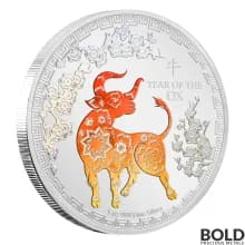 2021 Niue Lunar Year of the Ox 1 oz Silver Colored Proof