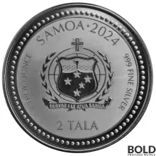 2024 Silver 1 oz Samoa Year of the Dragon Black Rhodium Plating Coin