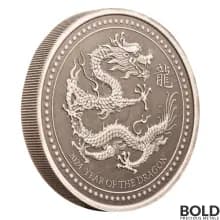 2024 Silver 2 oz Samoa Year of the Dragon Antiqued Coin
