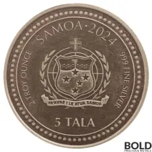 2024 Silver 2 oz Samoa Year of the Dragon Antiqued Coin