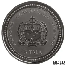 2024 Silver 2 oz Samoa Year of the Dragon Black Rhodium Plating Coin