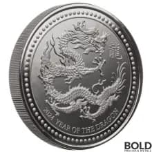 2024 Silver 2 oz Samoa Year of the Dragon Black Rhodium Plating Coin