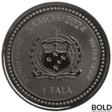 2024 Silver 1/2 oz Samoa Year of the Dragon Black Rhodium Plating Coin