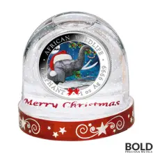 2024 1 oz Somalia Elephant Christmas Snow Globe Silver Coin