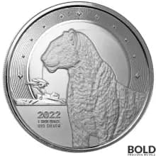 2022 Silver 1 oz Republic of Ghana African Leopard BU Coin