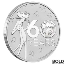 2024 1 oz Tuvalu Pink Panther 60th Anniversary Silver Box (BU, 100 Coins)