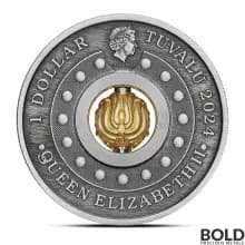 2024 1 oz Tuvalu Rotating Charm Lunar Dragon Silver Coin (Antiqued)