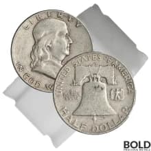 90% Silver - $1 FV Franklin Half Dollar Circulated