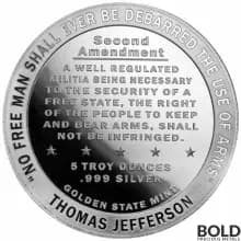 Silver 5 oz Second Amendment Round
