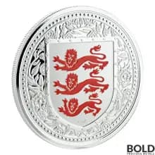 2018 Gibraltar Royal Arms of England Silver 1 oz Proof (Red Colored)