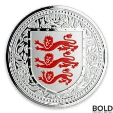 2018 Gibraltar Royal Arms of England Silver 1 oz Proof (Red Colored)