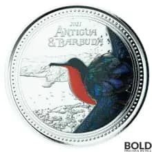 2021 Silver 1 oz Antigua & Barbuda: Frigate Bird Coin Proof (Colored)