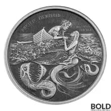 2021 Samoa: Pacific Mermaid 1 oz Silver Antiqued