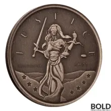 2022 Gibraltar Lady Justice Silver 1 oz Antiqued