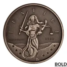 2022 Gibraltar Lady Justice Silver 1 oz Antiqued